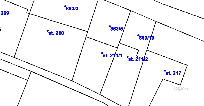 Parcela st. 211/1 v KÚ Olovnice, Katastrální mapa