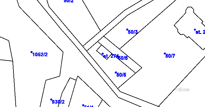 Parcela st. 274 v KÚ Olovnice, Katastrální mapa