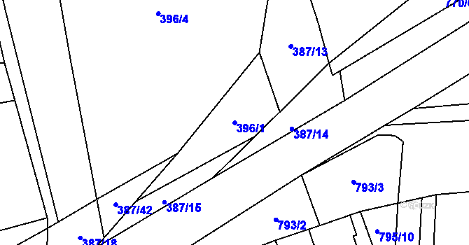 Parcela st. 396/1 v KÚ Olovnice, Katastrální mapa