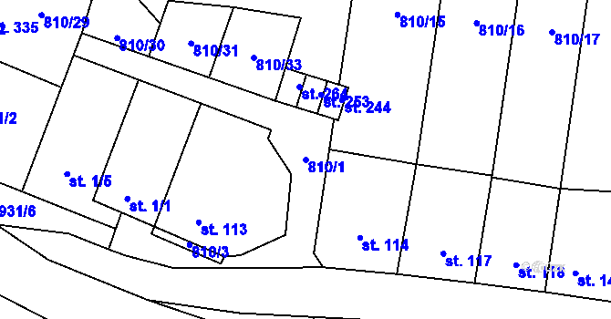 Parcela st. 810/1 v KÚ Olovnice, Katastrální mapa