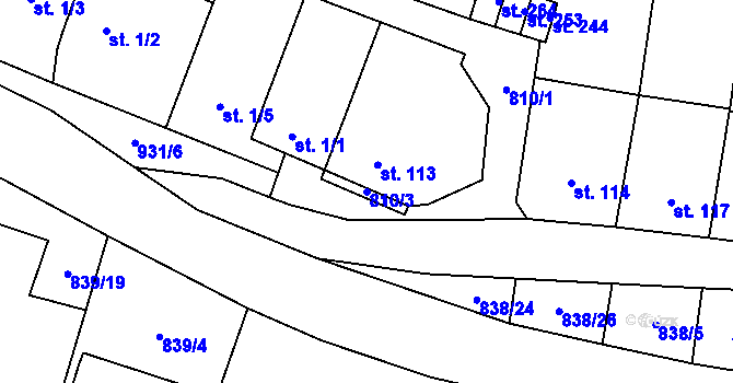 Parcela st. 810/3 v KÚ Olovnice, Katastrální mapa