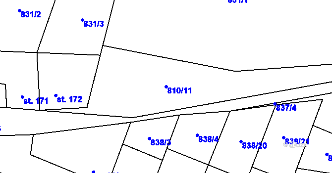 Parcela st. 810/11 v KÚ Olovnice, Katastrální mapa