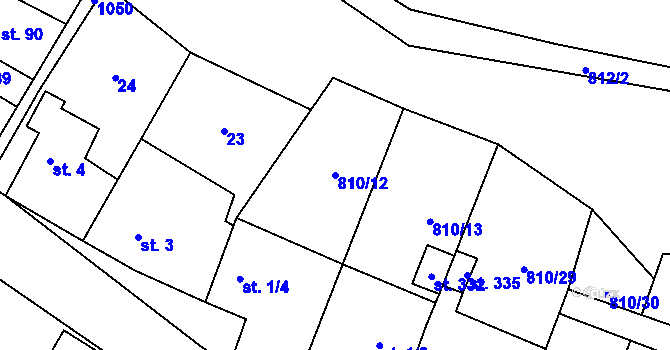 Parcela st. 810/12 v KÚ Olovnice, Katastrální mapa