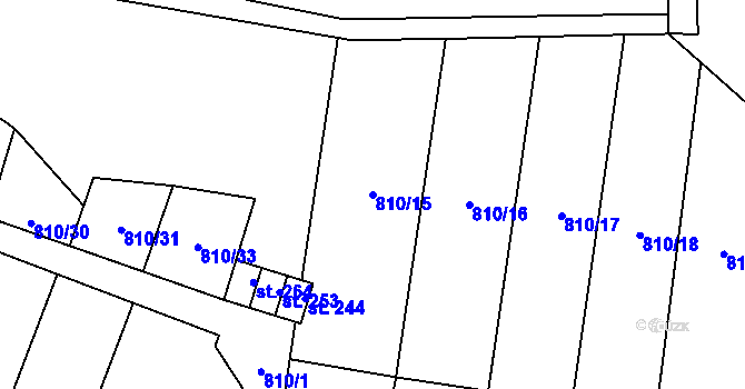 Parcela st. 810/15 v KÚ Olovnice, Katastrální mapa