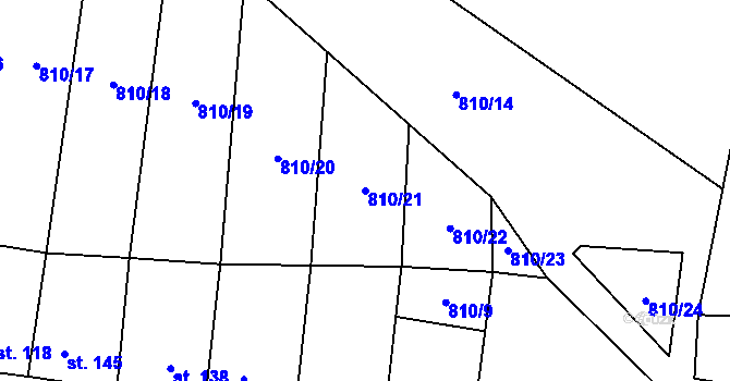 Parcela st. 810/21 v KÚ Olovnice, Katastrální mapa