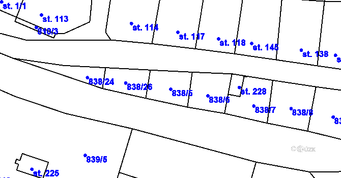 Parcela st. 838/5 v KÚ Olovnice, Katastrální mapa