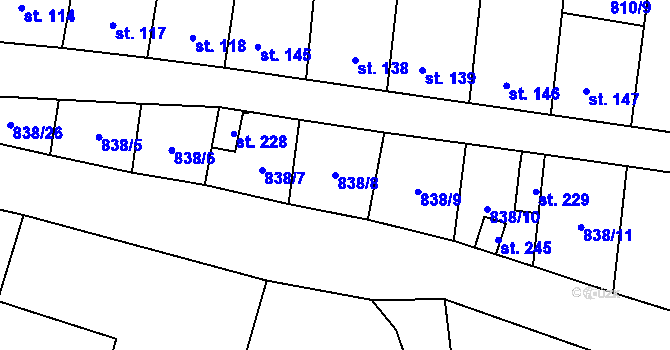 Parcela st. 838/8 v KÚ Olovnice, Katastrální mapa