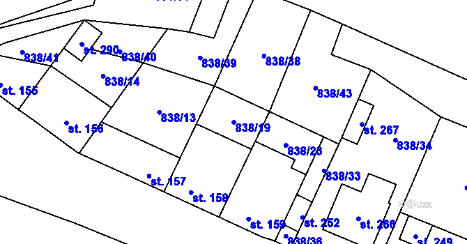 Parcela st. 838/19 v KÚ Olovnice, Katastrální mapa