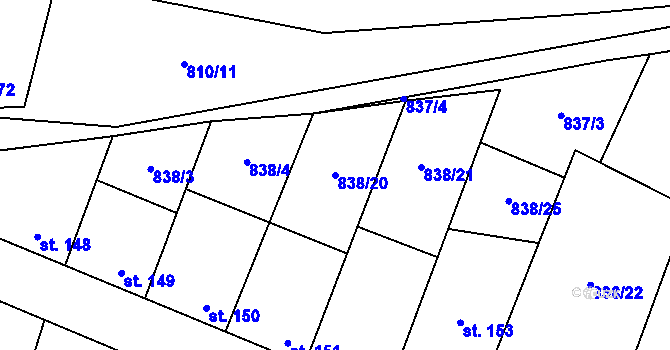 Parcela st. 838/20 v KÚ Olovnice, Katastrální mapa