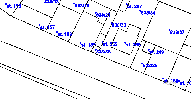 Parcela st. 838/36 v KÚ Olovnice, Katastrální mapa
