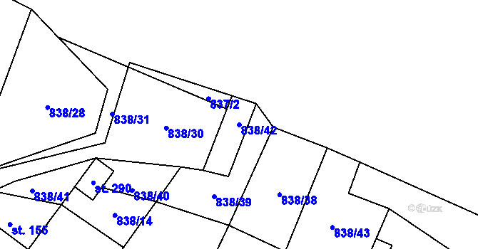 Parcela st. 838/42 v KÚ Olovnice, Katastrální mapa