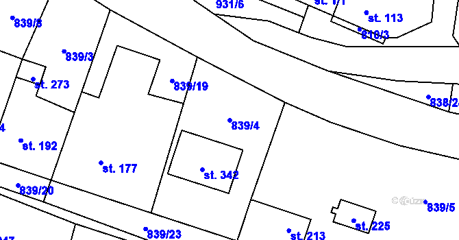Parcela st. 839/4 v KÚ Olovnice, Katastrální mapa