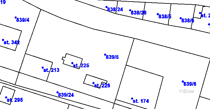 Parcela st. 839/5 v KÚ Olovnice, Katastrální mapa