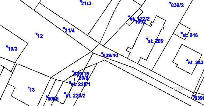 Parcela st. 839/10 v KÚ Olovnice, Katastrální mapa