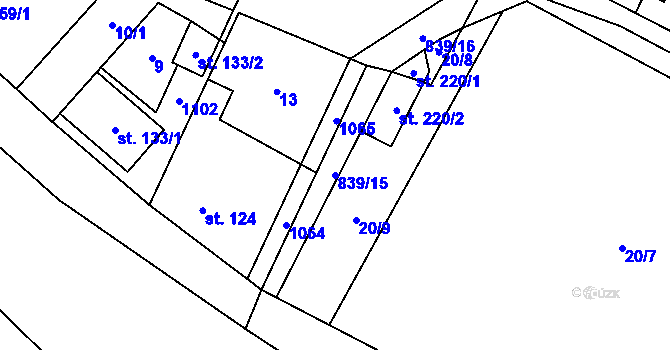 Parcela st. 839/15 v KÚ Olovnice, Katastrální mapa