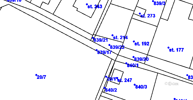 Parcela st. 839/17 v KÚ Olovnice, Katastrální mapa