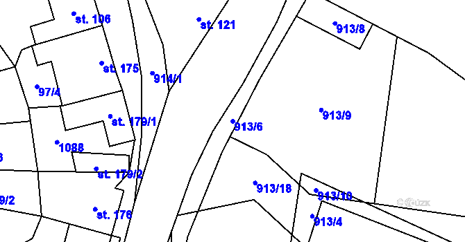 Parcela st. 913/6 v KÚ Olovnice, Katastrální mapa