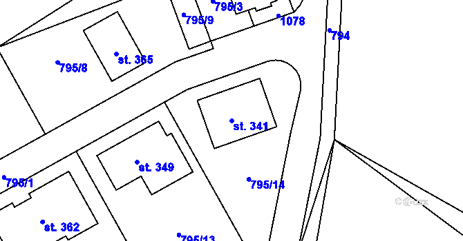 Parcela st. 341 v KÚ Olovnice, Katastrální mapa