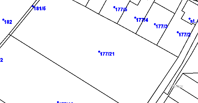 Parcela st. 177/21 v KÚ Olšany u Čáslavi, Katastrální mapa