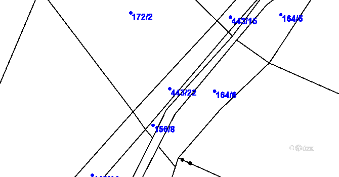 Parcela st. 443/22 v KÚ Olšany u Čáslavi, Katastrální mapa