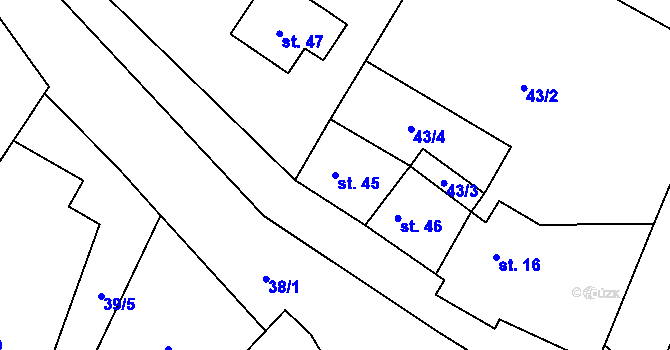 Parcela st. 45 v KÚ Pucheř, Katastrální mapa