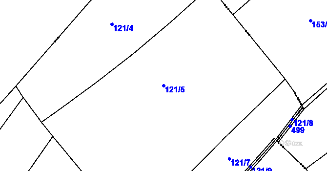 Parcela st. 121/5 v KÚ Pucheř, Katastrální mapa
