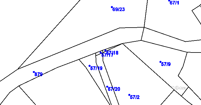 Parcela st. 57/17 v KÚ Olšany u Dačic, Katastrální mapa