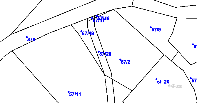 Parcela st. 57/20 v KÚ Olšany u Dačic, Katastrální mapa