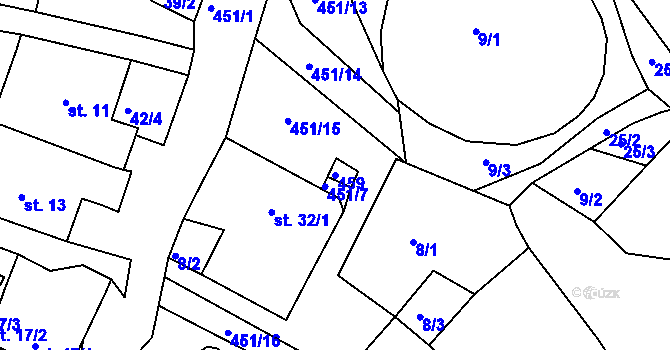 Parcela st. 459 v KÚ Olšany u Dačic, Katastrální mapa