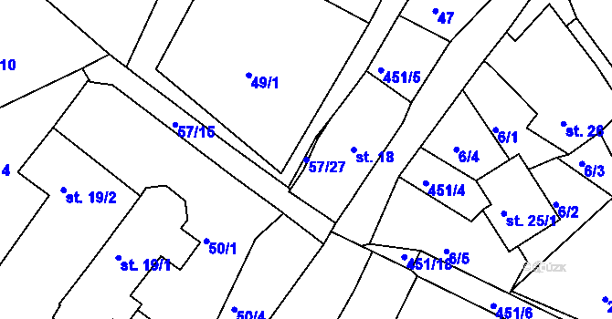Parcela st. 57/27 v KÚ Olšany u Dačic, Katastrální mapa