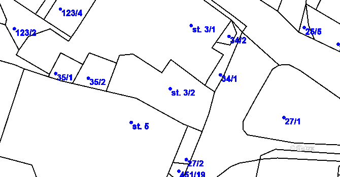 Parcela st. 3/2 v KÚ Olšany u Dačic, Katastrální mapa