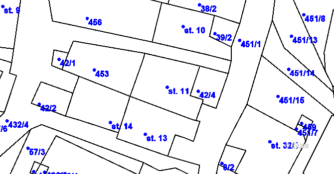 Parcela st. 11 v KÚ Olšany u Dačic, Katastrální mapa