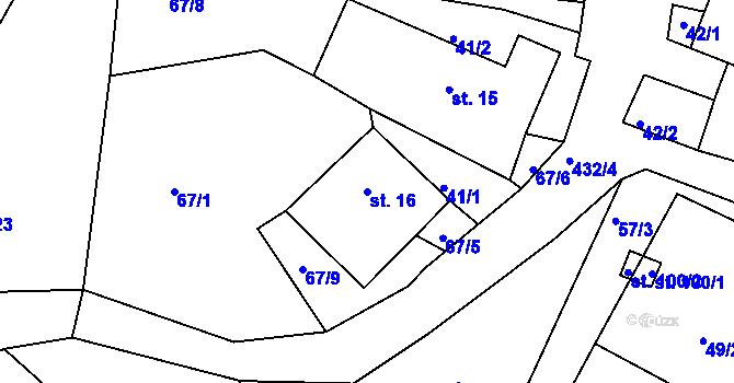 Parcela st. 16 v KÚ Olšany u Dačic, Katastrální mapa