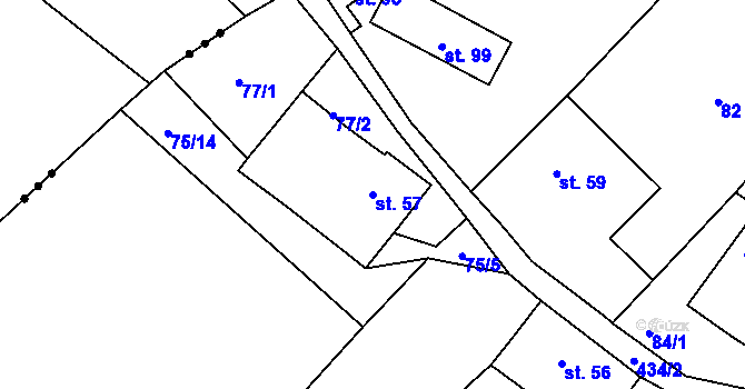 Parcela st. 57 v KÚ Olšany u Dačic, Katastrální mapa