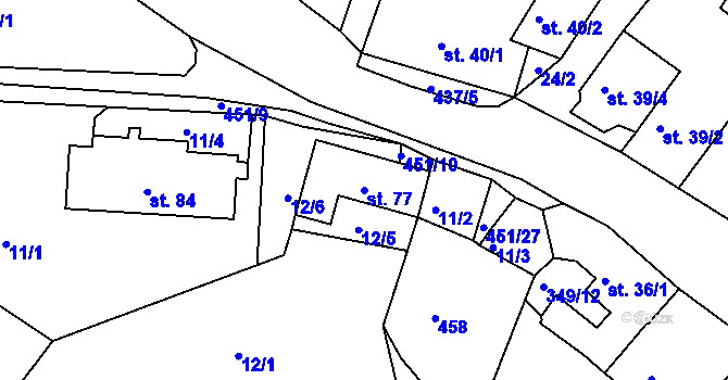 Parcela st. 77 v KÚ Olšany u Dačic, Katastrální mapa