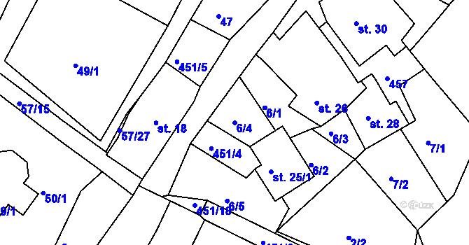Parcela st. 6/4 v KÚ Olšany u Dačic, Katastrální mapa