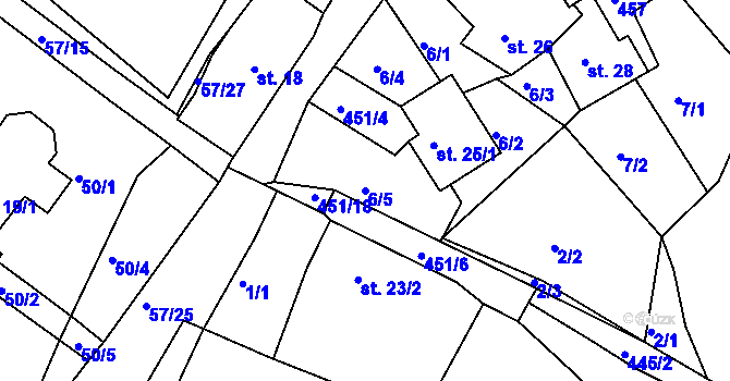 Parcela st. 6/5 v KÚ Olšany u Dačic, Katastrální mapa