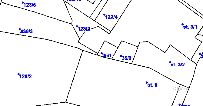 Parcela st. 35/1 v KÚ Olšany u Dačic, Katastrální mapa