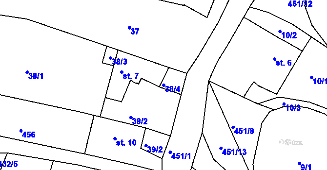 Parcela st. 38/4 v KÚ Olšany u Dačic, Katastrální mapa
