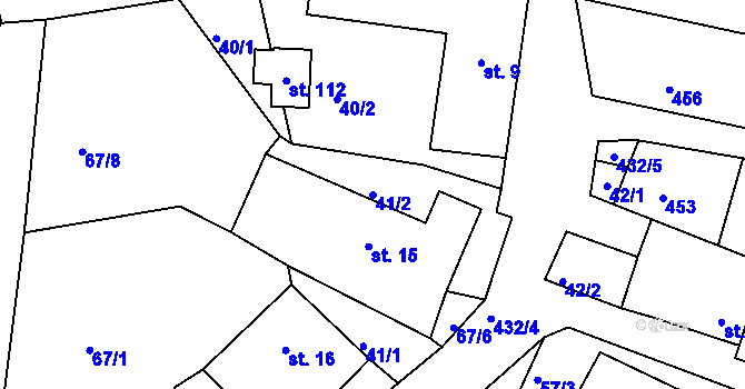 Parcela st. 41/2 v KÚ Olšany u Dačic, Katastrální mapa