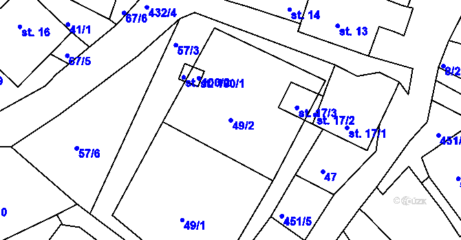 Parcela st. 49/2 v KÚ Olšany u Dačic, Katastrální mapa