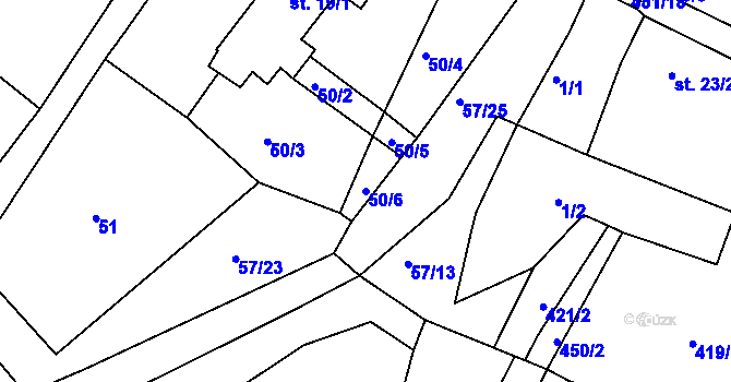 Parcela st. 50/6 v KÚ Olšany u Dačic, Katastrální mapa