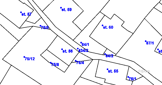 Parcela st. 84/1 v KÚ Olšany u Dačic, Katastrální mapa