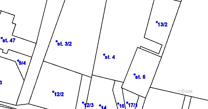 Parcela st. 4 v KÚ Olšany u Telče, Katastrální mapa