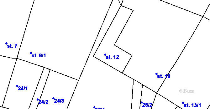 Parcela st. 12 v KÚ Olšany u Telče, Katastrální mapa