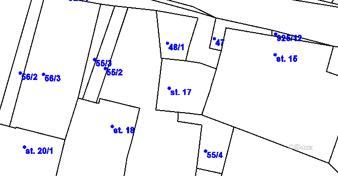Parcela st. 17 v KÚ Olšany u Telče, Katastrální mapa