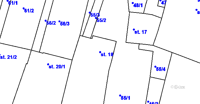 Parcela st. 18 v KÚ Olšany u Telče, Katastrální mapa