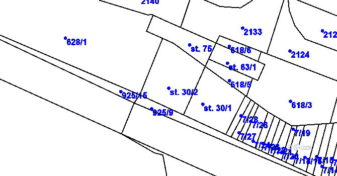 Parcela st. 30/2 v KÚ Olšany u Telče, Katastrální mapa