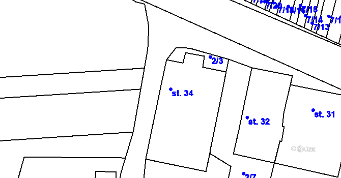 Parcela st. 34 v KÚ Olšany u Telče, Katastrální mapa