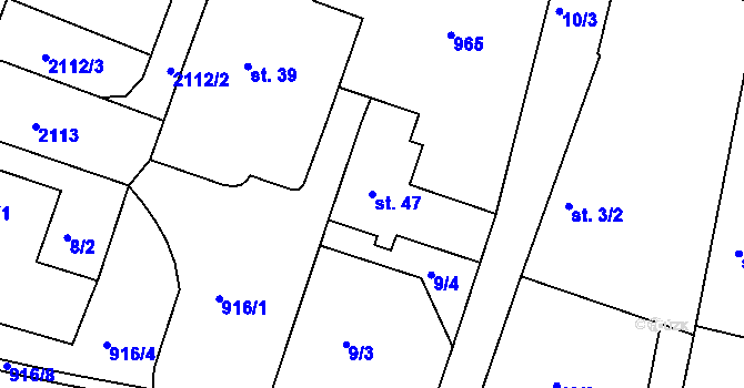 Parcela st. 47 v KÚ Olšany u Telče, Katastrální mapa